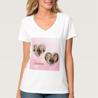 Persoonlijk hartvormig T-shirt met foto van zussen