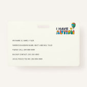 Persoonlijk heb ik autisme badge (Achterkant)