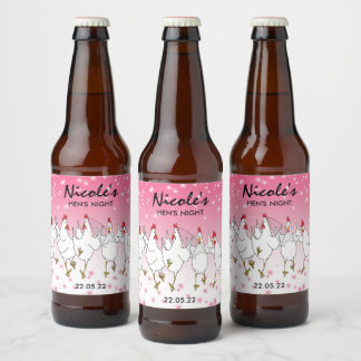 Persoonlijk Hen Night Roze Glitter Bierlabel  Bier Etiket