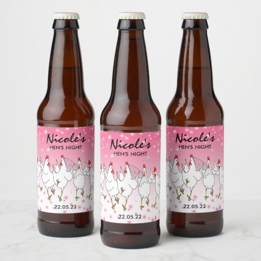 Persoonlijk Hen Night Roze Glitter Bierlabel  Bier Etiket (Flessen)