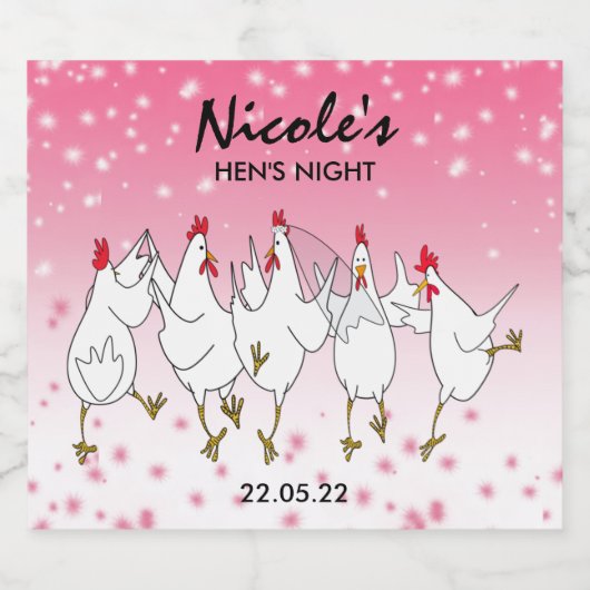 Persoonlijk Hen Night Roze Glitter Bierlabel Bier Etiket (Enkel label)