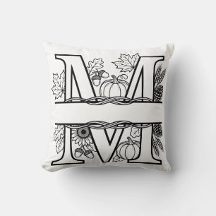 Persoonlijk herfstmonogram "M" Kussen