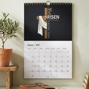 Persoonlijk Hij Is Opgestaan Vintage Pasen Kruis Kalender