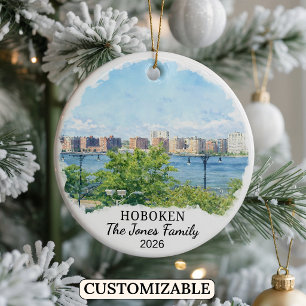 Persoonlijk Hoboken-sieraad, op maat New Jersey Keramisch Ornament