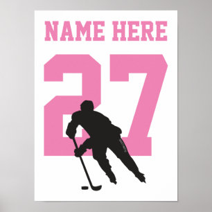 Persoonlijk Hockey Speler Nummer Roze Meisjes Poster