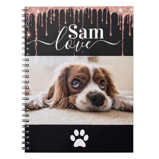 Persoonlijk hondenmonogram naam huisdier foto notitieboek (Voorkant)