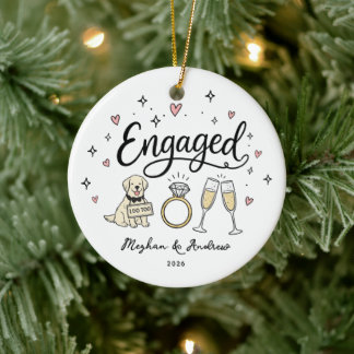 Persoonlijk hondenverlovingsornament keramisch ornament