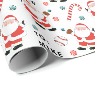 Persoonlijk honkbal kerstcadeau cadeaupapier