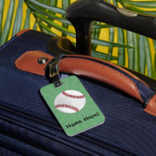 Persoonlijk honkbal op groene Kinder jongens Bagagelabel