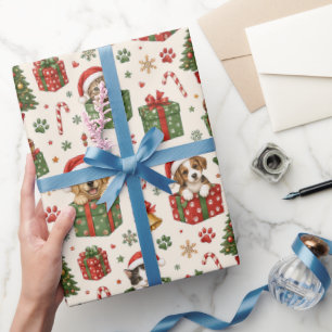 Persoonlijk huisdier Kerstmis met honden en katten Cadeaupapier