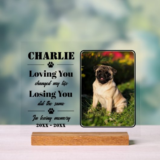 Persoonlijk huisdier portret herdenking herinnerin acryl bord (Neutraal)