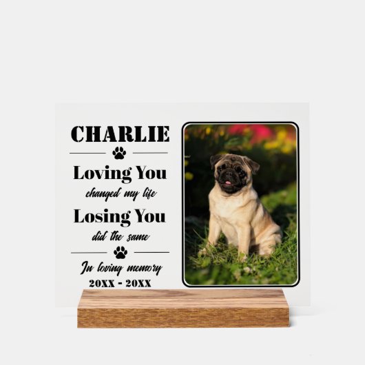 Persoonlijk huisdier portret herdenking herinnerin acryl bord (Voorkant)