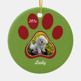 Persoonlijk huisdierornament met pootafdruk keramisch ornament