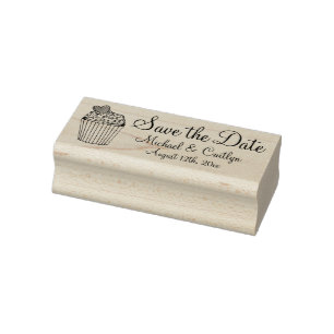 Persoonlijk huwelijk sparen de Datum Cupcake Heart Rubberstempel