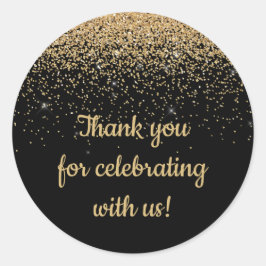 Persoonlijk huwelijksfeest cadeau Zwart & Goud Ronde Sticker