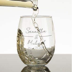 Persoonlijk huwelijksgeschenk bruid bruidegom wijnglas zonder voet