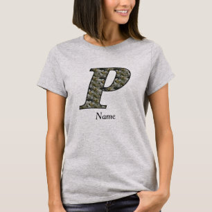 Persoonlijk Hydrangeabloem Initial P Monogram T-shirt
