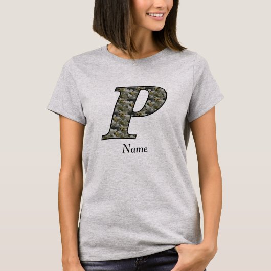 Persoonlijk Hydrangeabloem Initial P Monogram T-shirt (Voorkant)