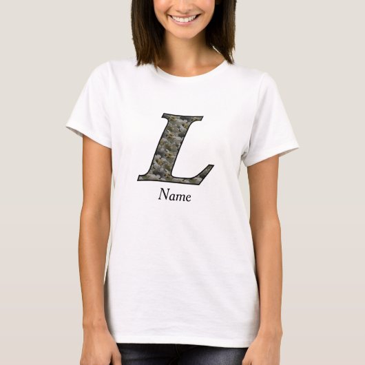 Persoonlijk Hydrangeabloem Initialen L Monogram T-shirt (Voorkant)