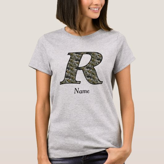 Persoonlijk Hydrangeabloem Initialen R T-shirt (Voorkant)