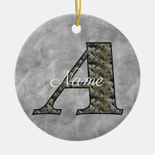 Persoonlijk Hydrangeabloem Monogram Initiaal A Keramisch Ornament (Voorkant)