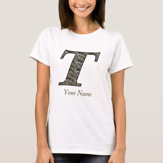 Persoonlijk Hydrangeabloem T-shirt Met Initiaal T (Voorkant)