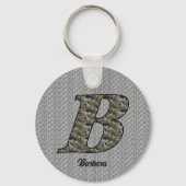 Persoonlijk initiaal B Hydrangeabloemen Monogram Sleutelhanger (Voorkant)