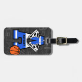 Persoonlijk Initiaal Basketball Bagagelabel (Voorkant horizontaal)
