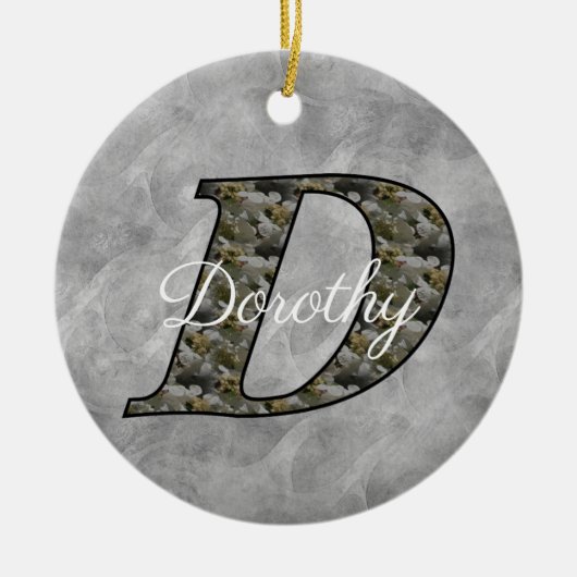 Persoonlijk initiaal D Hydrangeabloemen Monogram Keramisch Ornament (Voorkant)