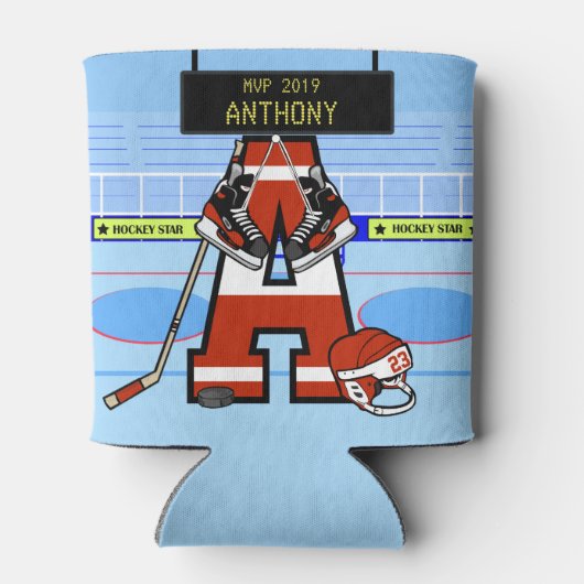 Persoonlijk Initiaal IJshockey Blikjeskoeler (Achterkant)