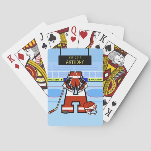 Persoonlijk Initiaal IJshockey Pokerkaarten (Achterkant)