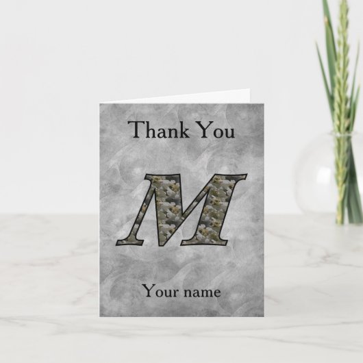Persoonlijk initiaal M Hydrangeabloemen Monogram Bedankkaart (Voorkant)