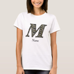 Persoonlijk initiaal M Hydrangeabloemen Monogram T-shirt