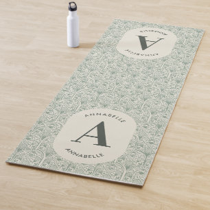 Persoonlijk Initiaal Monogram Salie Groen Art Deco Yogamat