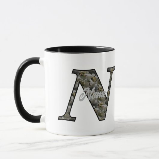 Persoonlijk initiaal N Hydrangeabloemen Monogram Mok (Links)