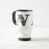 Persoonlijk initiaal N Hydrangeabloemen Monogram Reisbeker (Voorkant links)