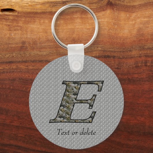 Persoonlijk Initialen E Hydrangea Bloemen Monogram Sleutelhanger (Voorkant)