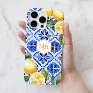 Persoonlijk Initialen Mediterraan Gele Citroenen iPhone 16 Pro Max Hoesje