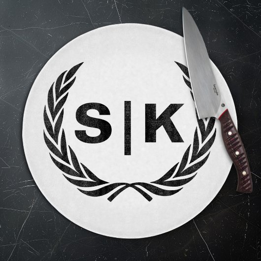 Persoonlijk Initialen Monogram met Laurierbladeren Snijplank