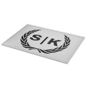 Persoonlijk Initialen Monogram met Lauwerbladeren Snijplank (Hoek)