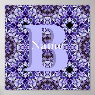 Persoonlijk Initialen Naam Bloem Kunst Poster