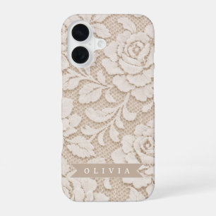 Persoonlijk Ivoor Kant Bruids Jurk Elegant Vintage iPhone 16 Hoesje