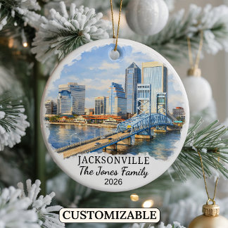 Persoonlijk Jacksonville-sieraad, op maat Florida Keramisch Ornament