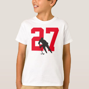 Persoonlijk Jugendijshockey Speler Nummer Rood Zwa T-shirt