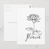 Persoonlijk juli waterlelie geboortebloem cadeau v briefkaart (Voorkant / Achterkant)