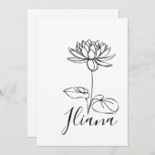 Persoonlijk juli waterlelie geboortebloem cadeau v kaart (Voorkant / Achterkant)