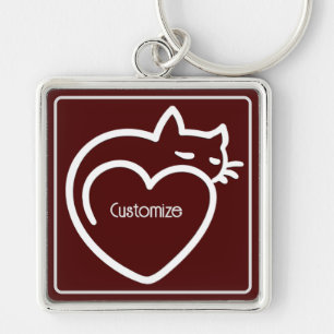 Persoonlijk kat liefde wit logo sleutelhanger
