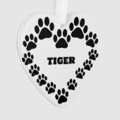 Persoonlijk Kat Pootafdruk Hart Ornament (voorkant)