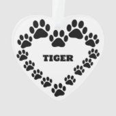 Persoonlijk Kat Pootafdruk Hart Ornament (achterkant)