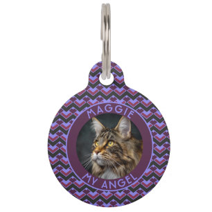 Persoonlijk kattenmoeder cadeau chevron motief huisdierpenning